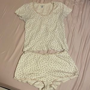 brandy melville blue and green floral pj sleep set